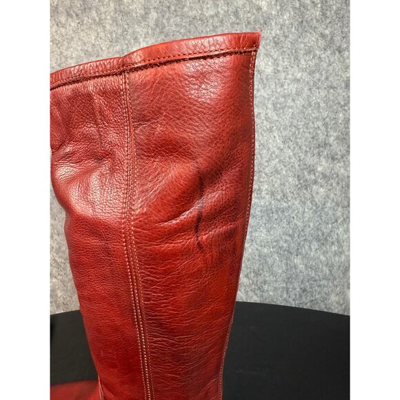 FRYE Red Distressed Sz 8.5 Phillip Harness Tall Leather Boots Western Riding Zip - Picture 4 of 9